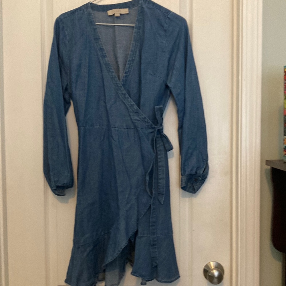 Loft brand chambray wrap dress